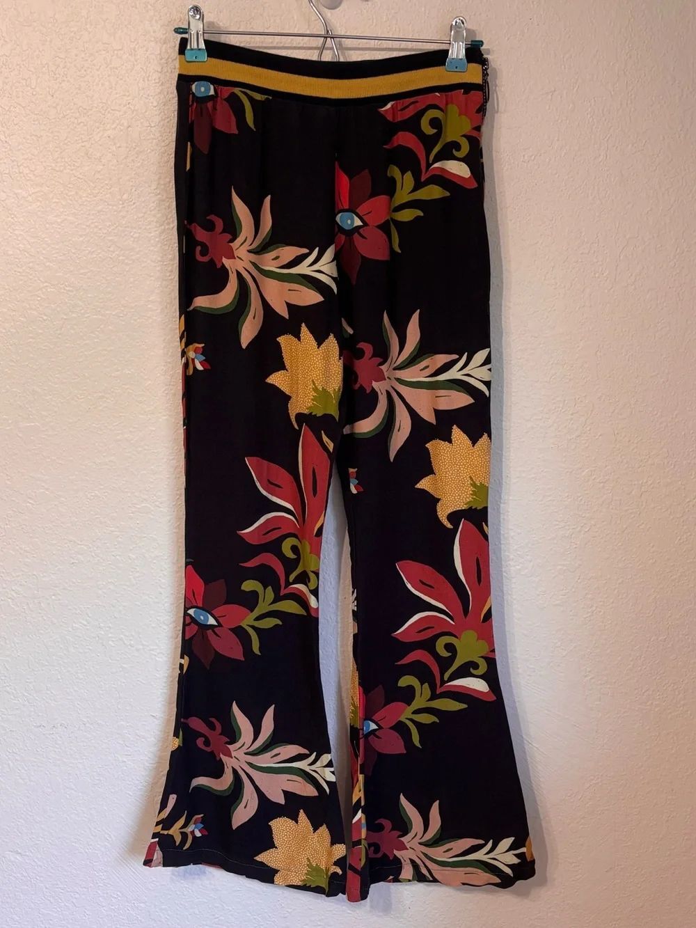 Anthropologie Farm Rio Retro Floral Calla Flared Pants XS